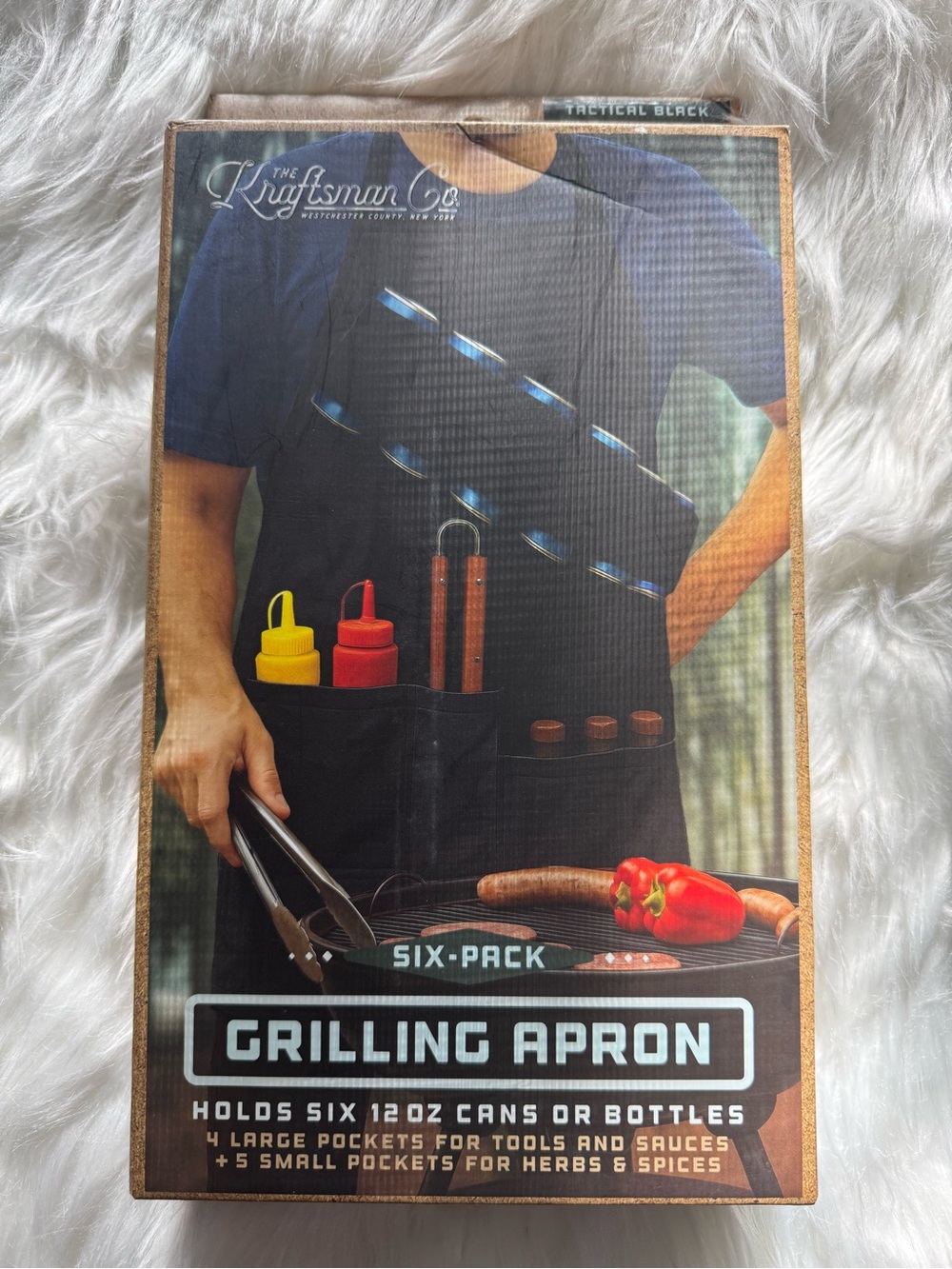 Six Pack Grilling Apron Kraftsman Co. NY Tactical Black or Black Tonal Flag